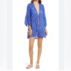 Worn once | Lilly Pulitzer blue cover up | size XS | tie in front